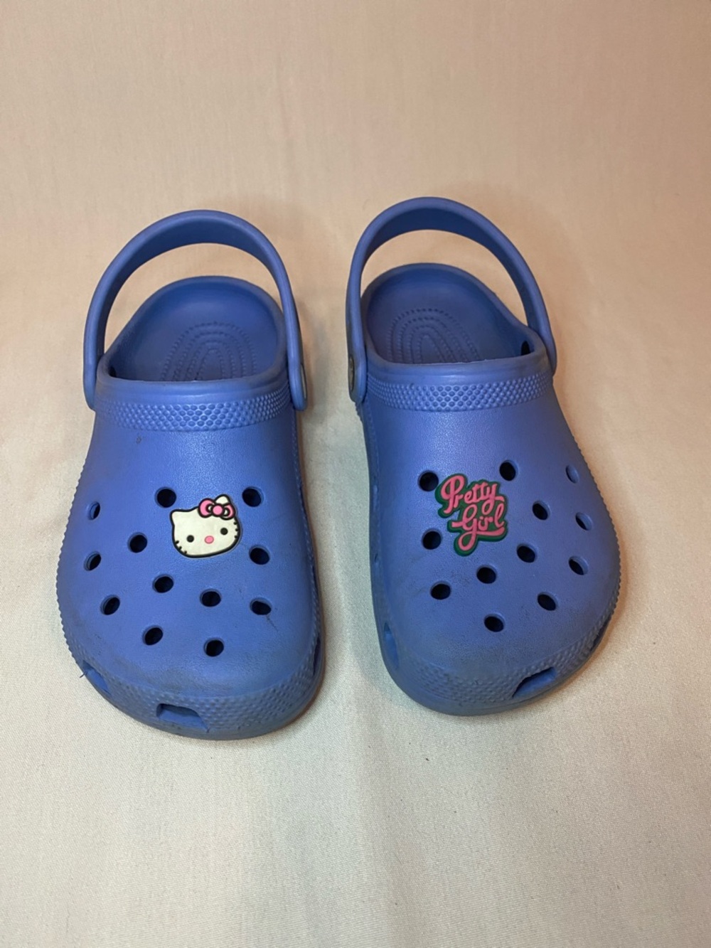 Kids Blue Clog Shoes with Cute Charms - Picture 2 of 7